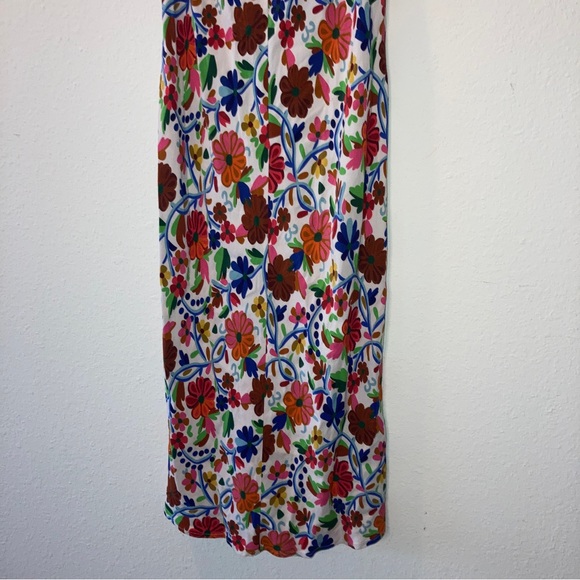 RIXO Steph floral cut out puff sleeve midi dress cream multicolor retro size 6 - Picture 10 of 16